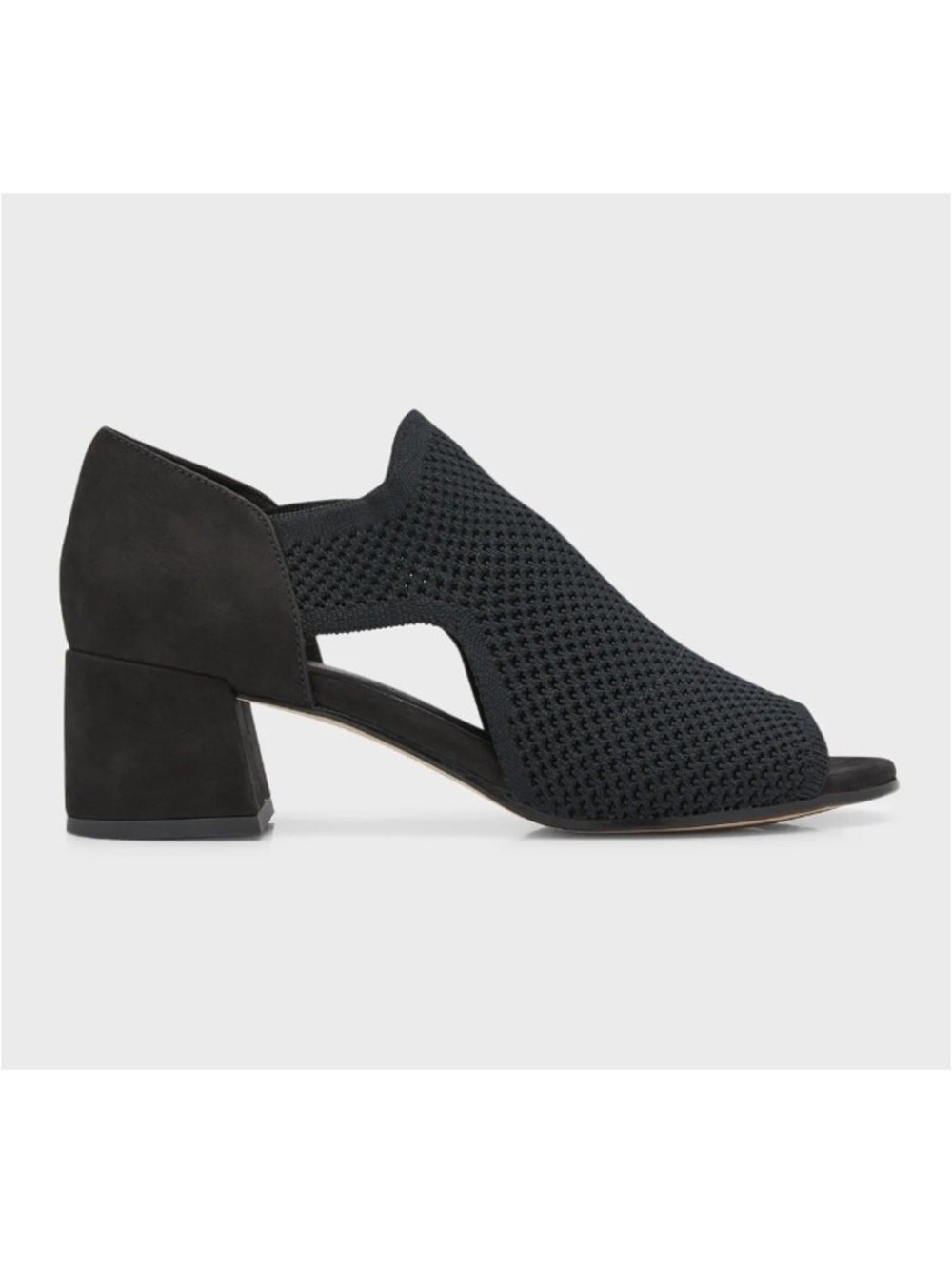 Eileen Fisher Black Knit Peep Toe Block Heel Slingback Shoes Women Size 8